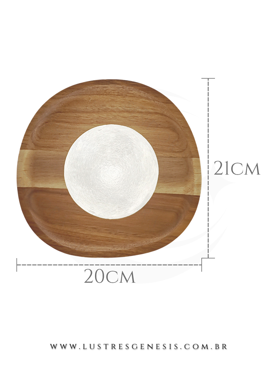 Arandela de Parede 21x20cm Globo Branco Madeira para Sala de Estar Quarto Hall Corredor e Lavabo